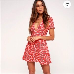Lulus Floral Red Dress